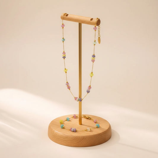 Naturstein Armband | Vergoldet