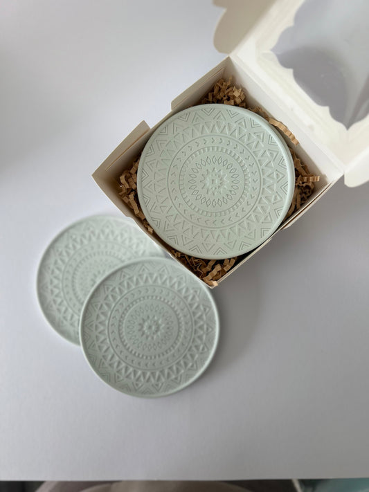 Mandala Untersetzer 4er Set aus Gießkeramik