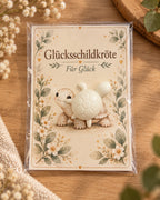 Glücksschildkröte auf floraler Wunschkarte Für Gesundheit