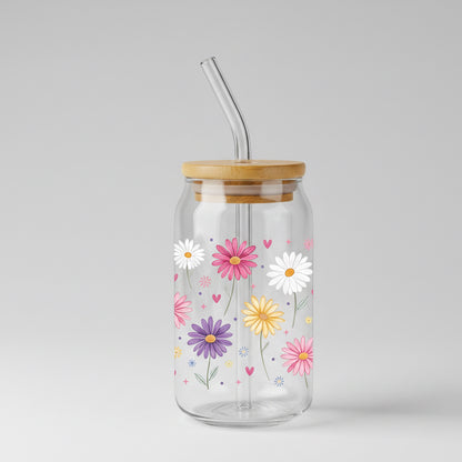 Trinkglas mit Blumenmotive