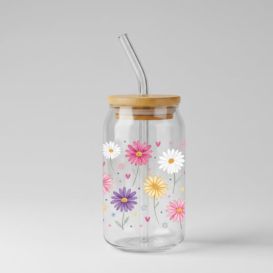 Trinkglas mit Blumenmotive