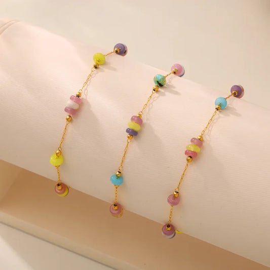 Naturstein Armband | Vergoldet