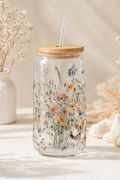 Trinkglas mit Deckel & Glashalm | 4 Motive