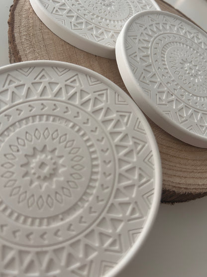 Mandala Untersetzer 4er Set aus Gießkeramik