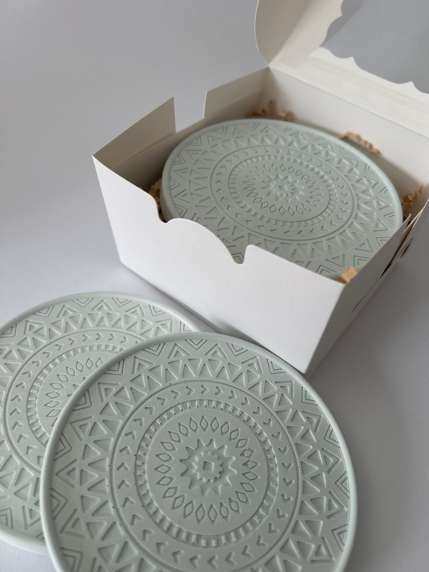 Mandala Untersetzer 4er Set aus Gießkeramik