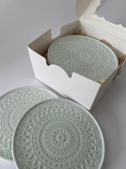 Mandala Untersetzer 4er Set aus Gießkeramik
