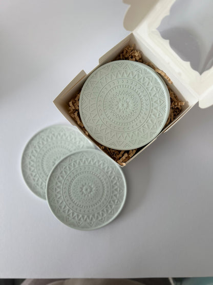 Mandala Untersetzer 4er Set aus Gießkeramik